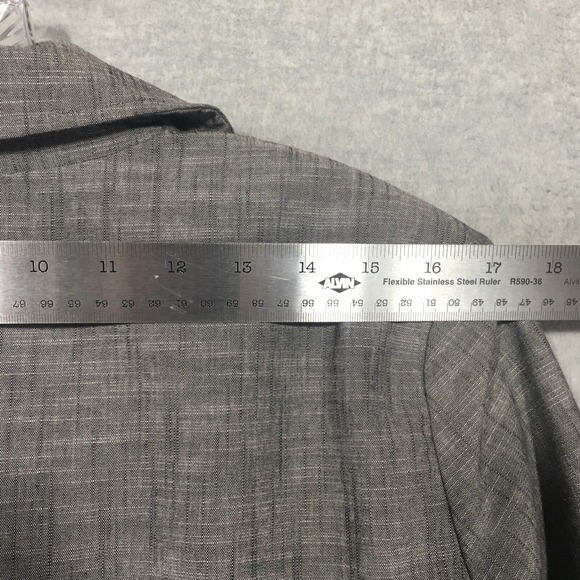 CJ Banks X 14W Short Gray Ruched Blazer Jacket Pleated Shoulder Pads Open Lined - Picture 3 of 12